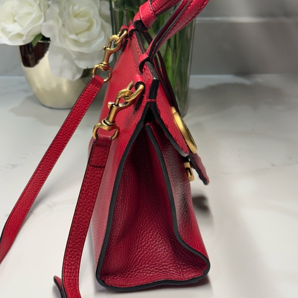 Gucci Calfskin GG Marmont Crossbody Bag with Gold Accents Volcanic Red - Picture 6 of 16